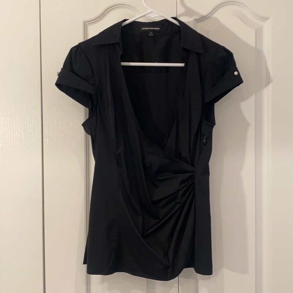 Express Design Studio women’s tailored blouse with rouched cross front Size S
